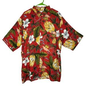 Michael Gerald VTG Men's XL Floral Banana Hawaiian Tropical Palm‎ Tree Aloha Top